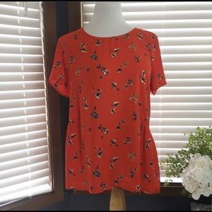 Pleione Red Floral Blouse Size Medium